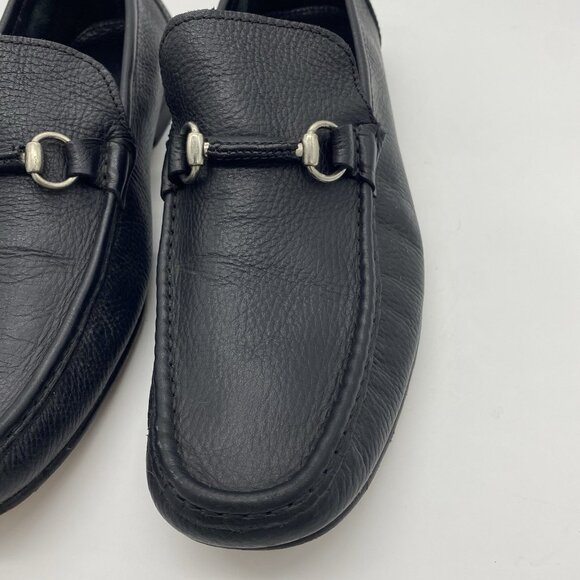 Sandro Moscoloni Sorrento Horsebit Loafer 12D Black Soft Pebbled Leather Slip On - Picture 7 of 14